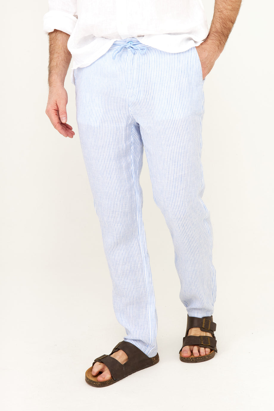 DPTO — No.198 Striped Blue Linen Trousers