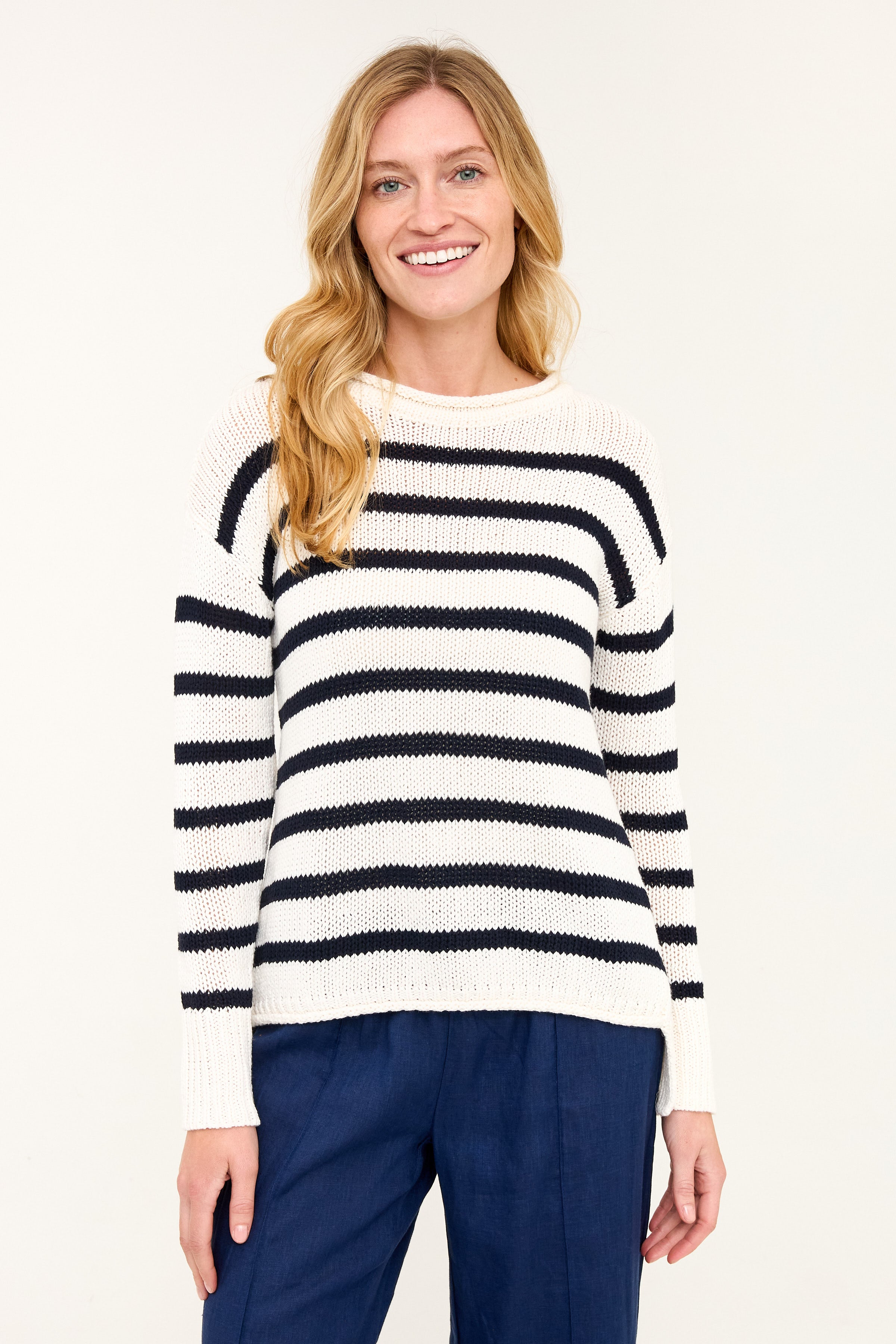 Relaxed Crew Sweater - Night Sky Stripe – HIHO