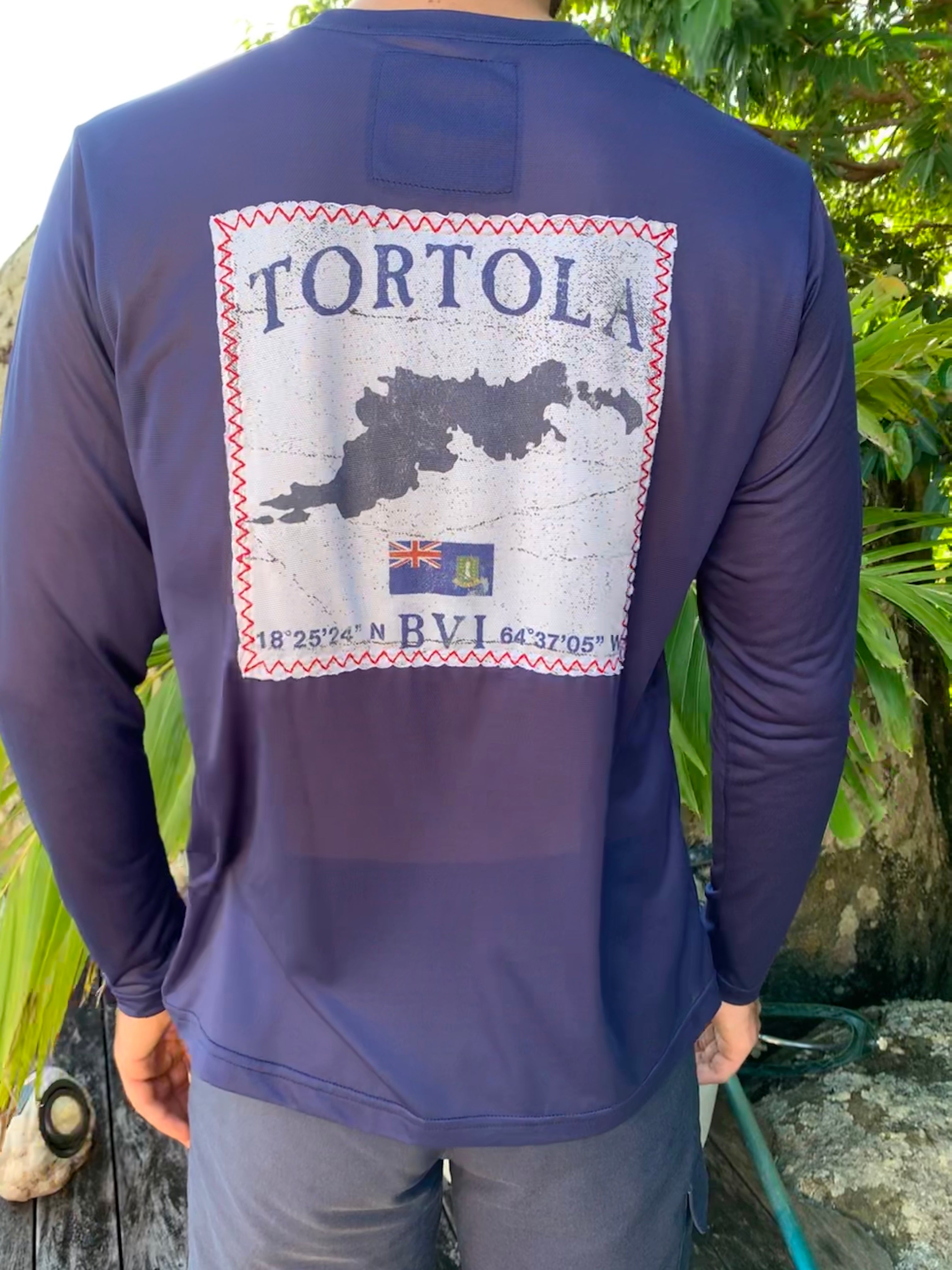 Tortola Flag Patch UPF50 Shirt - Racing Blue Racing Blue / S
